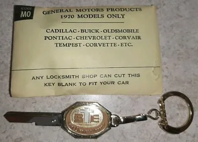 $9.95 • Buy Vintage Uncut 1970 General Motors GM Key Blank Key Chain Cadillac Buick Tempest