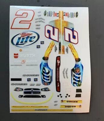 Custom 2012 Brad Keselowski #2 Miller Lite 1/64 Scale NASCAR Peel & Stick Decals • $5.95