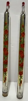 2 Vintage Mercury Glass Candlesticks Tapers Red Flame 10” Mid Century Christmas • $20