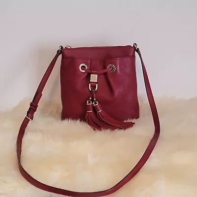 Michael Kors Authentic Deep RED  Crossbody Purse Small With Tassels EUC • $45