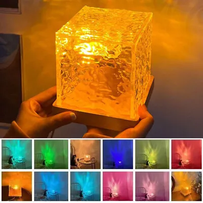 LED Water Ripple Aurora Projector Night Lights Crystal Table Lamp Decor • $20.19