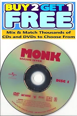 Monk (DVD) Seventh Season 7 Disc 1 Replacement Disc U.S. Issue Single Disc Only • $3.99