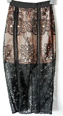 $59 • Buy Alice McCall Florence Skirt Womens Size 6 Black Lace Midi 