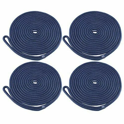 $27.71 • Buy 4 Pack 1/2 Inch 25 Ft Double Braid Nylon Boat Dock Line Marine Mooring Rope US