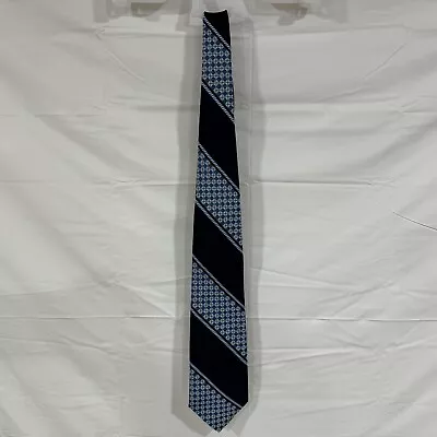 Vintage Lord Copley Men’s Tie Blue Diamond Pattern Stripes Colorblock • $16.22
