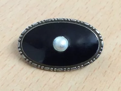 Antique 930s Silver Enamel & Pearl Brooch Pin By Marius Hammer 1920  • £78