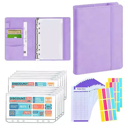 A6 PU Leather Notebook Binder Budget Planner Organizer Cover Cash Pockets Sheets • $29.39