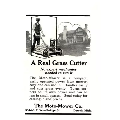 1923 Moto Mower: Real Grass Cutter Vintage Print Ad • $6.75