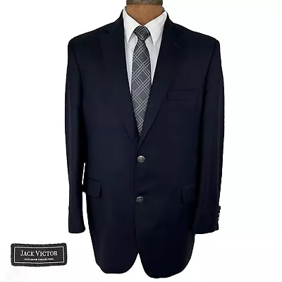 JACK VICTOR Exclusive Collection 42R Blue Sport Coat Blazer Wool Crest Buttons • $89.99