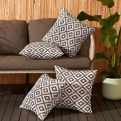 Outdoor Garden Cushion Covers Geometric Water Resistant Filled Inserts Seat Set • £8.49