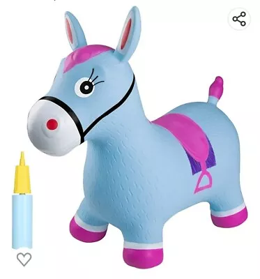 INPANY Bouncy Horse Hopper- Blue/Pink Ride-On Inflatable Horse • $29.99