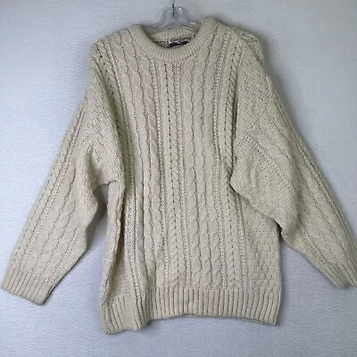 Celtic Country Irish Fisherman Knit Pullover Wool Sweater Beige Men’s Medium • $34.99