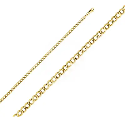 2mm- 6.7mm 14k Solid Yellow Gold Cuban Link Women/ Men's Necklace Chain 7 -26  • $185.15