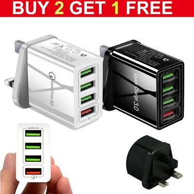 4 Port USB Fast Charge Multiple UK Plug Quick Charger Power Supply Adapter QC3.0 • £7.59