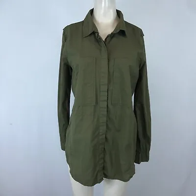 Vero Moda - Women's Large - Olive Green Long Sleeve Button Up Collared Tunic Top • $17