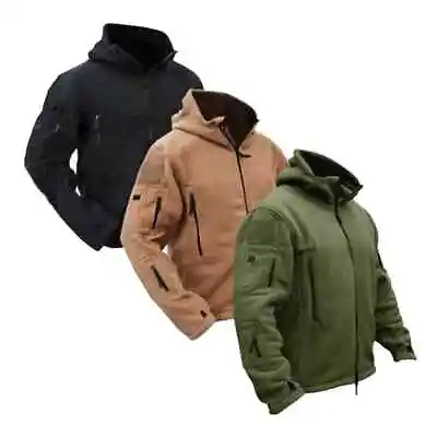 Men Casual Coat Tactical Recon Fleece Jacket Full Zip Army Hoodie Combat Hoody • £22.99