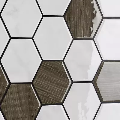 4 Sheets Hexagon Tiles Peel And Stick Backsplash 12 X12  Stick On Backsplash For • $22.99