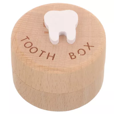  Wood Tooth Box Baby Tooth Storage Container Round Wood Changing Teeth Box With • £7.18
