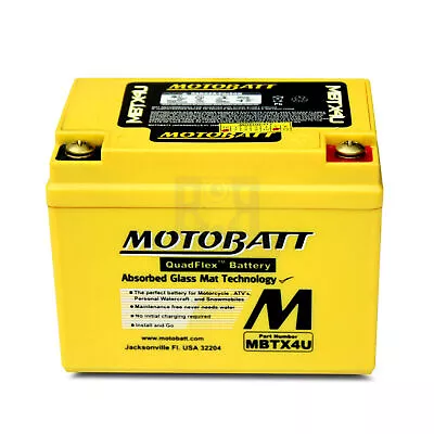 Motobatt MBTX4U 12V 4.7Ah 70CCA AGM Motorcycle Battery With Quadflex Technology • $36.05