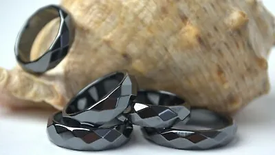 CHEAPEST 1 HEMATITE RING FACETED 6mm WIDE. SIZES S M L XL. BUY 2 GET 1 FREE! • £5.48