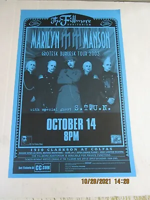 MARILYN MANSON Flyer/Poster New! Fillmore Auditorium Denver Co. Oct.14 2003 • $10.99