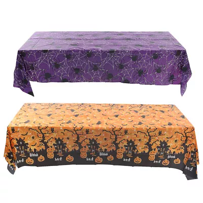  2 Pcs Halloween Tablecloth Plastic Spiderweb Decorations Dining Decorative • £9.98