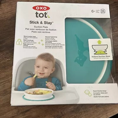 OXO Tot Stick & Stay Suction Plate - Teal • £5