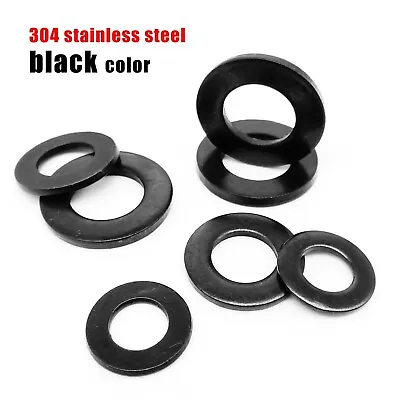 10/100pcs DIN125 M1.6-M12 Black 304 Stainless Steel Flat Washer Plain Gasket Pad • $2.49