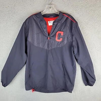Cleveland Indians Guardians Majestic 1/4 Zip Windbreaker Jacket Mens Size Small • $31.58