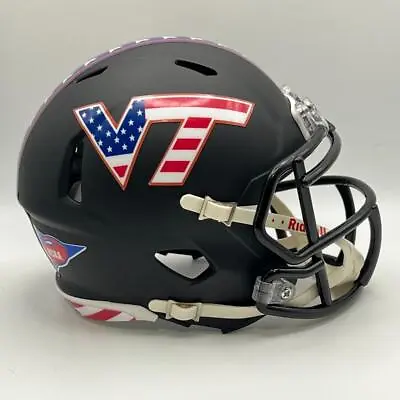 Virginia Tech Hokies CUSTOM Matte Black Stars & Stripes Mini Football Helmet • $65