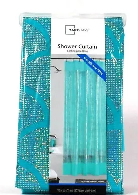 1 Ct Mainstays Chloride Free PEVA Mermaid Sparkle 70  X 72  Teal Shower Curtain • $20.99