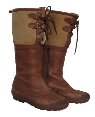 UGG US Women’s 6 EU 37 Brown Waterproof Leather Shearling BELCLOUD Duck Boots • $55.99