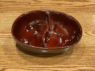 Vintage Marcrest Stoneware Daisy Dot Brown Divided Serving Dish Bowl Oven Proof • $9.99