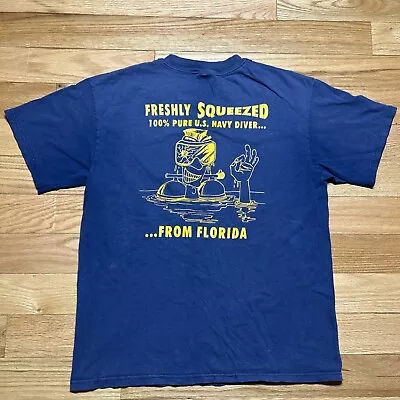 Vtg US Navy Diver 2-Sided T Shirt Sz Large  Squeeze Me” Deep Sea Diver Florida • $74.50