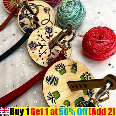 Wood Yarn Ball Holder & Leather Wrist Strap Yarn Minder Craft Lovers Portable UK • £6.65