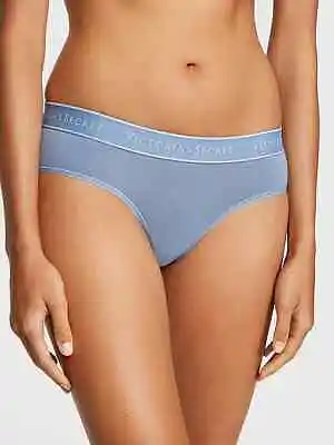 Victorias Secret Sexy Hiphugger Pantie Smooth Classic Blue Block LOGO Shine NWT • $11.99