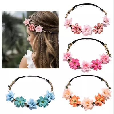 £3.59 • Buy Flower Headband Head Garland Hair Band Crown Wreath Festival Boho Hippy Beach UK