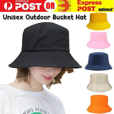 Women Men Bucket Hat Unisex Cap Cotton Fishing Hiking Camping Outdoor Sun Beach • $8.95