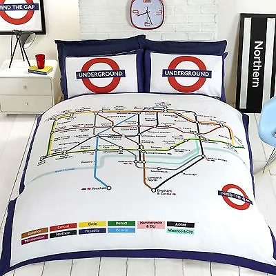 London Underground Tube Map Double Duvet Cover Set With Pillowcases Bedding • £23.99