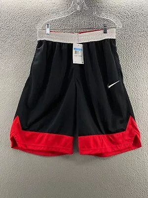 Nike Shorts Mens Medium Black Red Basketball Gym Running 11  Drawstring Loose • $21.89