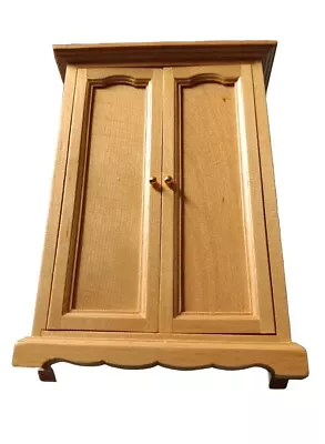 Dolls House Double Wardrobe Walnut Colour Furniture Miniature 1:12th Scale • £2.99