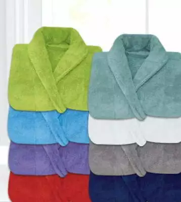 Men & Women 100% Cotton Terry Towelling Shawl Collar Bathrobe Dressing Gown • £18.49