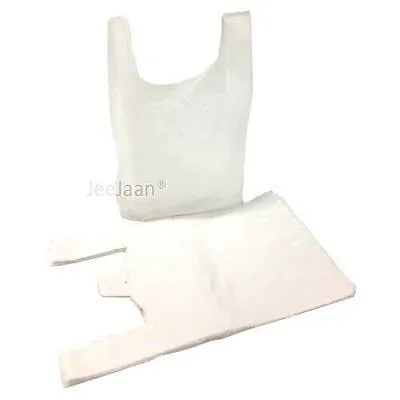 White Plastic Vest Carrier Bags 12x18x24  Large Takeaway Shopping BAGS CHEAPEST • £7.95