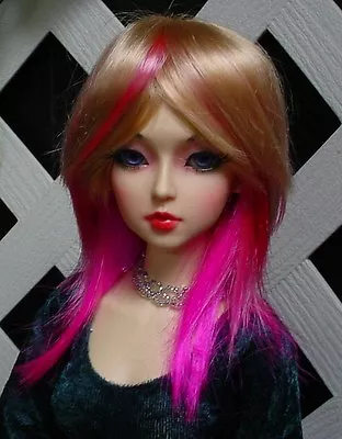 Doll Wig Sz 7/8  Monique Gold  Jojo  Golden Blonde W Hot Pink • $26.34