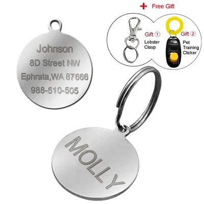 Personalized Pet Dog Tags Custom Engraved Cat Puppy Pet ID Name Collar Tags S-L  • $10.39