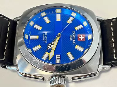 Zodiac 1882 Renegade Mens Watch Blue Dial Swiss Made Working Date Window ZO2602 • $290