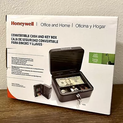 Honeywell 6111 Convertible Cash & Key Box Steel Security Lock Safe Box Black • $29.99