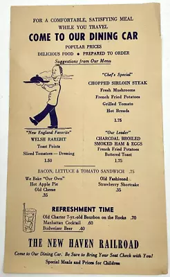 $99.95 • Buy Mid-century New Haven Railroad Dining Car Menu Manhattan Budweiser Welsh Rarebit