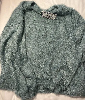 Saints & Hearts Sweater Teal Large NEW Mohair • $11.79