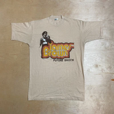 $1400 • Buy Vintage 70s James Brown Future Shock Brown T Shirt MEN SIZE LARGE The Shirtery